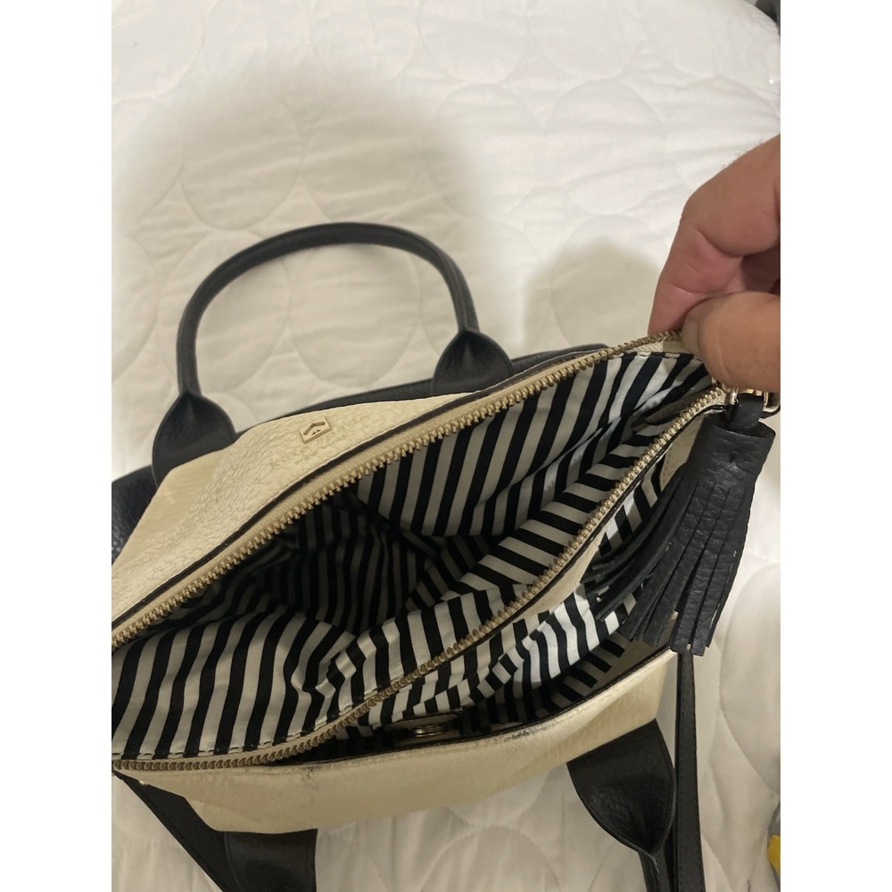 Kate Spade Southport Avenue Carmen Convertible Satchel Cream Black Leather Bag - Picture 10 of 12